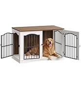 HOOBRO 39.4" Wooden Dog Crate Furniture, Heavy Duty Dog Kennel Indoor with 3 Doors, Dog Cage for ...