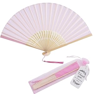 silk hand fan with organza gift bags