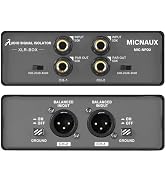 MICNAUX Dual-Channel Audio Signal Isolator with Ground Lift Switch, 3-Level Gain Attenuation (0/-...