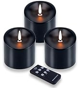 TECHLONG Black Outdoor Waterproof Flameless Candles with Timer, Remote Control Battery Operated C...