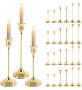 24 Pcs Candlestick Holders, Golden Metal Candle Holders Included 3 Assorted Size(6'' /7.5''/8.6''...