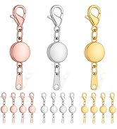 Roctee 15 Pcs Locking Magnetic Jewelry Clasp for Women, Round Alloy Necklace Clasp Closures Brace...