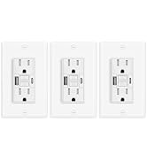 Greencycle 15 Amp GFCI Outlet with USB C & USB A Ports, 3PK Self Test GFCI Electrical Outlet Comb...