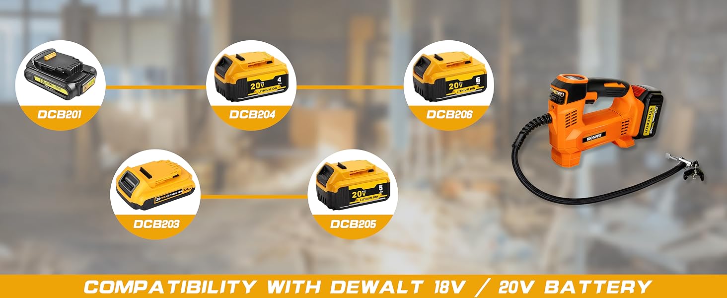 Inflator air compressor DEWALT car tire cordless inflation tyre pump ball lithium battery Inflating