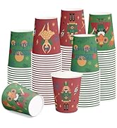 RUSPEPA Disposable Paper Cups 9oz - 100 Pack Set Christmas Nutcracker Soldier Design Printed Pape...