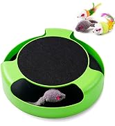 FYNIGO Replaceable Interactive Cat Toy Mouse for Indoor Cats and Kittens,Uncatchable Spinning Mic...