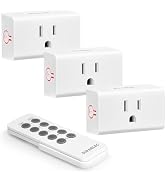 SURAIELEC Remote Control Outlet, Wireless Light Switch - 3 Outlets + 1 Remote, 15 AMP, 100FT Rang...