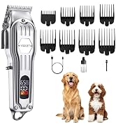 VOXGET Dog Clippers for Grooming Thick Hair, Upgrade Low Noise Pet Shaver with 8 Size Detachable ...