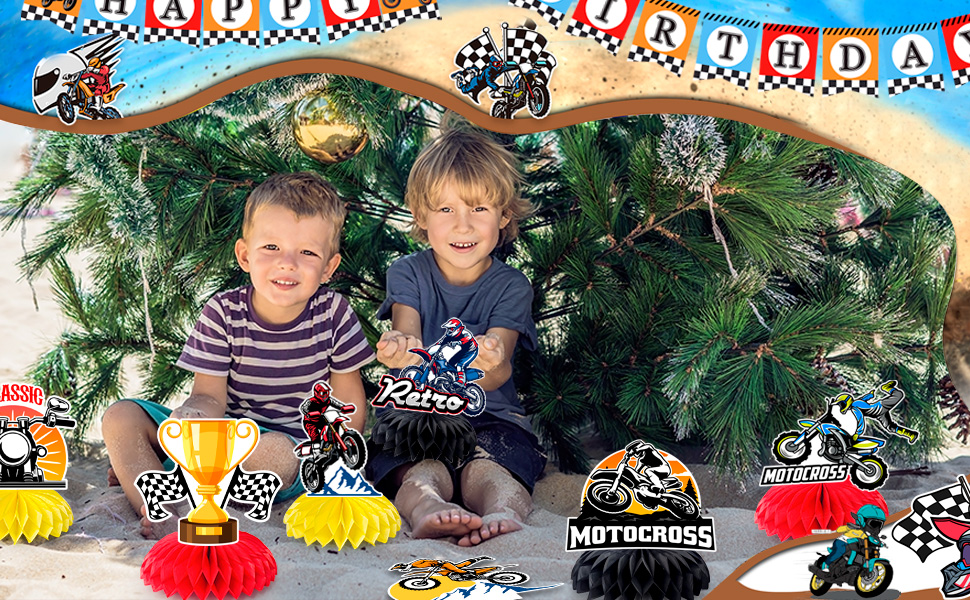 dirt bike honeycomb centerpieces