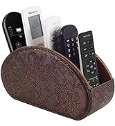 Tv Remote Holder Tray with 5 Compartment,PU Leather Remote Control Holder/Caddy,Placed Media Remo...