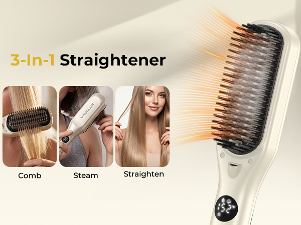 Steam Hair Straightener Brush for Women
