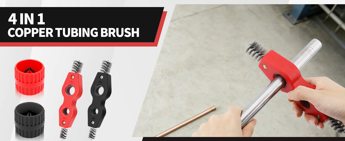 4 in 1 Copper Tubing Brush, 1/2 in and 3/4 in Copper Pipe Cleane