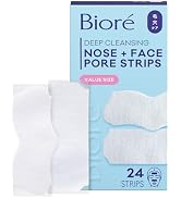Bioré Nose+Face Blackhead Remover Strips, Deep Cleansing Strips for Nose, Chin, or Forehead, Inst...