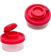 2Pcs Red Small Salt And Pepper Shakers For On The Go - Mini Shaker Set For Salt And Pepper With L...