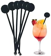 200Pcs Cocktail Swizzle Sticks, 7 Inches Disposible Plastic Disc Top Drink Stirrers Black Drinks ...