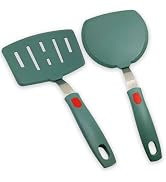 Silicone Spatula Turner Set of 2, Heat Resistant Pancake Spatulas for Nonstick Cookware Pan, Wide...