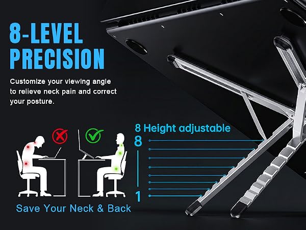 ergonomic computer riser neck pain relief height adjustable laptop notebook holder healthy workspace