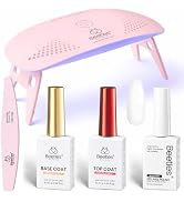 Beetles 5 Pcs White Gel Nail Polish Kit with U V Light, 10ML HEMA-Free White Gel Nail Polish Set ...