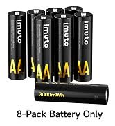 imuto Rechargeable aa Batteries with Charger, 3000mWh 8 Pack 1.5V 2A Output