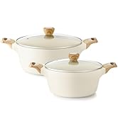 SENSARTE Ceramic Nonstick Stock Pot with Lid, 4.5+6.6 QT Soup Pot Set Casserole Pot, Non-toxic He...