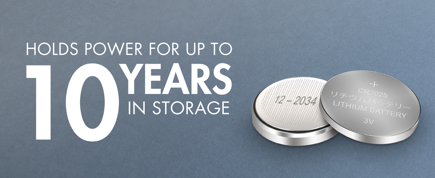 Holds power for up to 10 years in storage