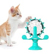 Interactive Cat Food Treats Dispenser Toy for Indoor Cats, 360° Rotating Windmill Suction Cup Toy...