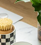 Checkered Kitchen Sink Sponge Holder, Dish Sponge Rack Ceramic Brush Holder Farmhouse Kitchen Dis...