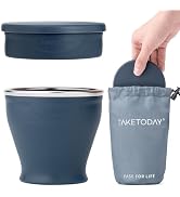 TakeToday Collapsible Travel Cup - Silicone Foldable Water Cup, BPA-Free with Lid & Waterproof Ba...