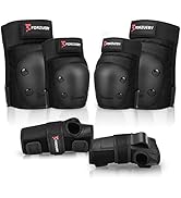 Forzueby Adult/Kids Knee Pads Elbow Pads Wrist Guards 6 in 1 Protective Gear Set for Inline Rolle...