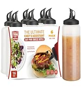 MIGHTY STRONG 16 OZ Condiment Squeeze Bottles for Sauces - Squirt Bottles for Liquids, Easy Pour ...
