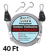 Packgoape Retractable Clothesline Outdoors, Travel Clothes Drying Line, Heavy Duty Dual Pulley Sy...