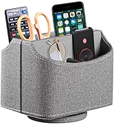 PUSU Leather 360°Rotatable Remote Control Holder,Nightstand TV Remote Caddy,Office Supplies Deskt...
