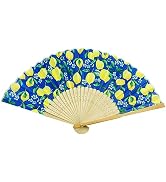 Salutto Hand Fan with Beautiful Fabric Printed Lemon