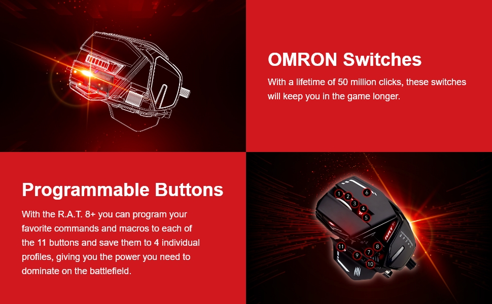 R.A.T 8 + Fully Adjustable Wired Gaming Mouse Features