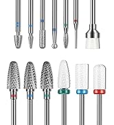 Depvko 13PC Nail Drill Bits Set, Drill Bits for Nails, 3pcs Tungsten Carbide Drill Bits+ 3pcs Cer...