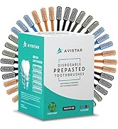 Avistar 40 Prepasted Disposable Toothbrushes Individually Wrapped - Single Use Pre Pasted Disposa...