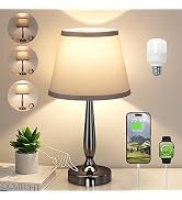 Kakanuo Touch Table Lamp for Bedroom, Small Bedside Lamp with USB C Charging Port, 3 Way Dimmable...