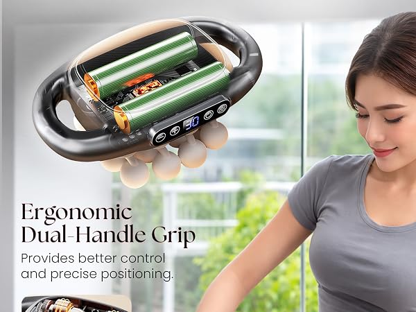Ergonomic rechargeable massager with long-lasting battery