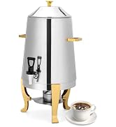 Coffee Urn With Fuel Holder, 3.5 Gallon Hot Beverage Dispenser, Stainless Steel Coffee Urn Chafer...