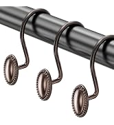 AmazerBath Bronze Shower Curtain Hooks, 12PCS Rust Proof Shower Curtain Rings, Decorative Modern ...