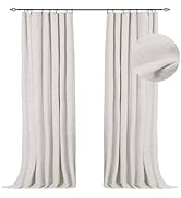 100% Blackout Shield Linen Blackout Curtains 84 Inch Long 2 Panels Set, Clip Rings/Rod Pocket Bla...