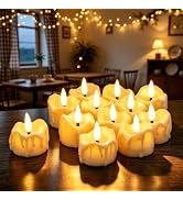 Yakpo 12 Pack LED Timer Tea Light Battery Operated, Flameless Flickering LED Votive Tealight Time...