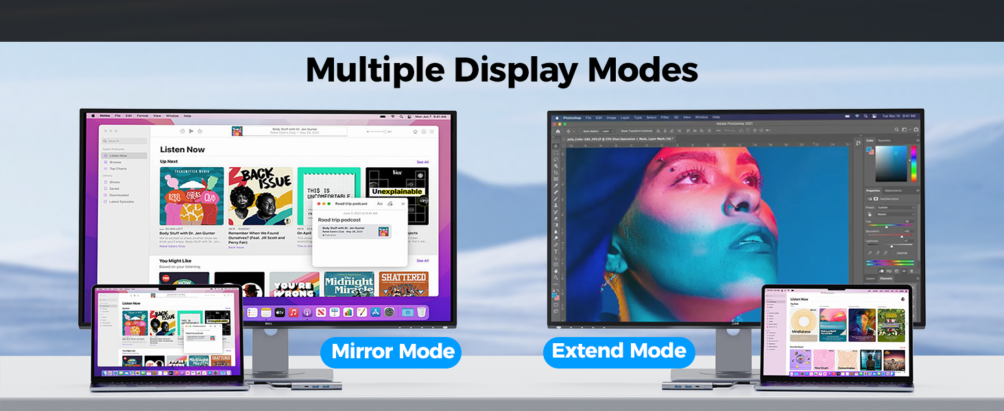 USB C to HDMI Splitter for multiple display modes