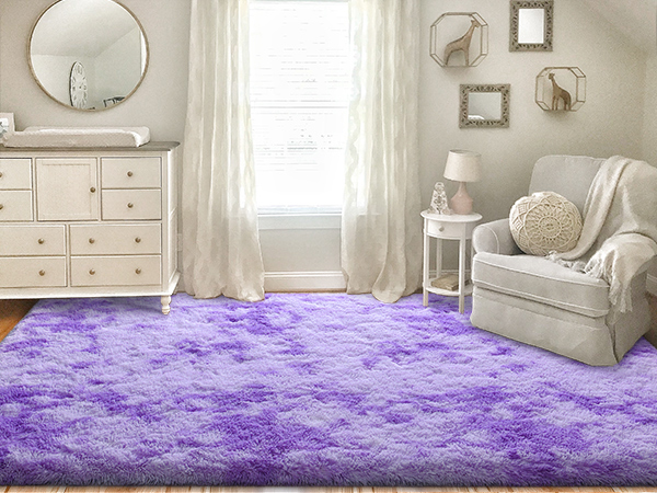 purple fuzzy rug