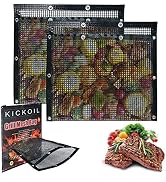 KICKOIL Large BBQ Mesh Grill Bags Set 2 Reusable Non-Stick Grill Bag for Charcoal Gas Electric Gr...