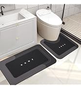 2PCS Absorbent Bath Mat Magic Rug Sets, Quick Drying Bath Mat Non-Slip Floor Rug Rubber Backed fo...