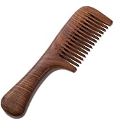 Moreinday Wooden Comb for Women Hair Growth, Medium Wide Tooth Comb for Men with Handle - Ebony Wood