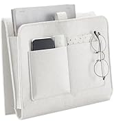 YOUDENOVA Bedside Caddy, Bedside Storage Caddy, Bedside Organizer for Dorm Room, Bunk Bed, Beige