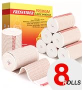 FRESINIDER Premium Elastic Bandage Wrap, 8 Pack 3" Cotton Latex Free Compression Bandage Wrap wit...