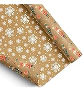 ZINTBIAL Nutcracker Reversible Christmas Wrapping Paper - Holiday Gift Wrap with Snowflake on Bac...